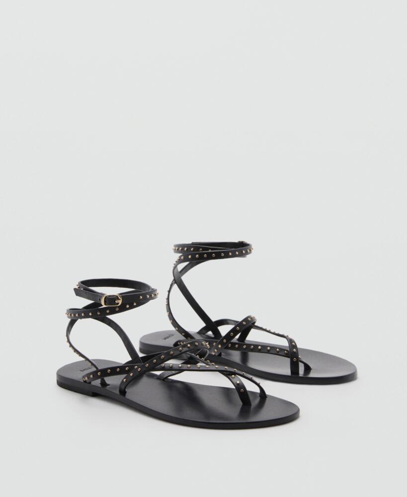 Mango Women's Leather Straps Sandals - Black Cover