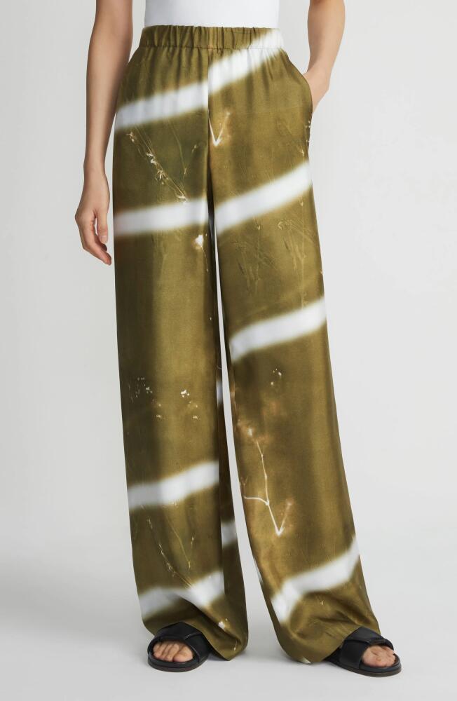 Lafayette 148 New York Riverside Desert Wildflower Print Silk Twill Pants in Green Yucca Multi Cover