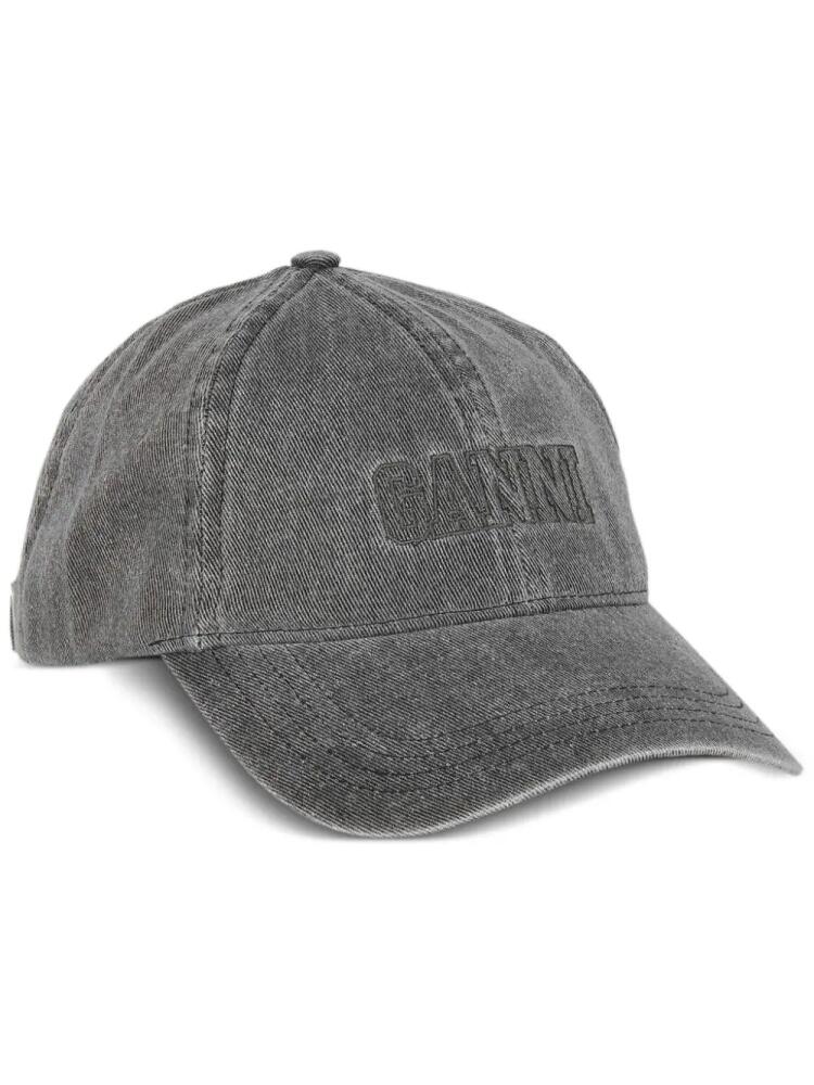 GANNI logo-embroidered denim cap - Grey Cover