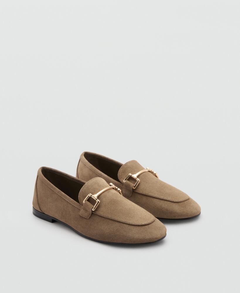 Mango Women's Suede Leather Moccasins - Light/Pastel Brown Cover