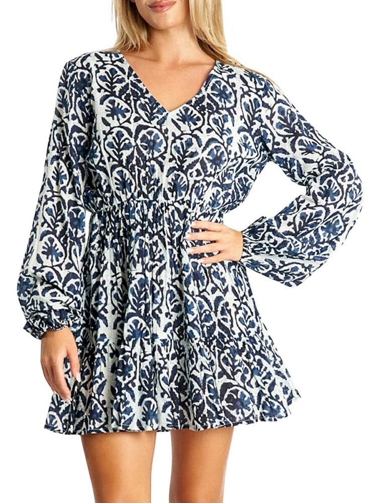 La Moda Clothing Women's V Neck Floral Mini Dress Cover