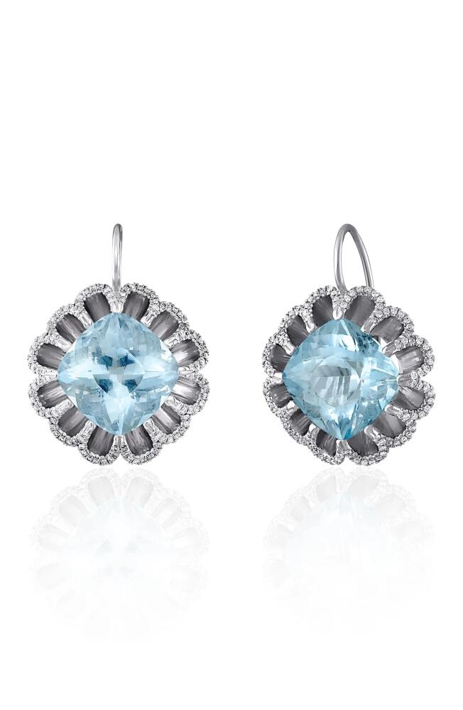 Mindi Mond Floating Aquamarine & Diamond Drop Earrings in White/Diamond/Aquamarine Cover