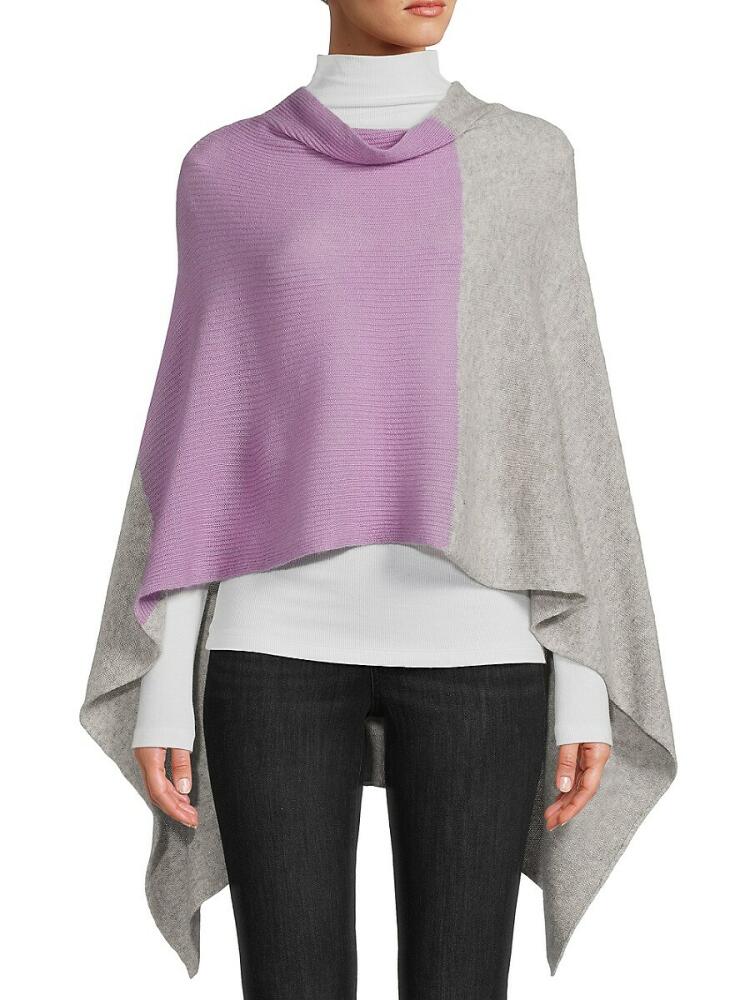 Portolano Women's Cowl Neck Colorblock Cashmere Poncho - Grey Cover