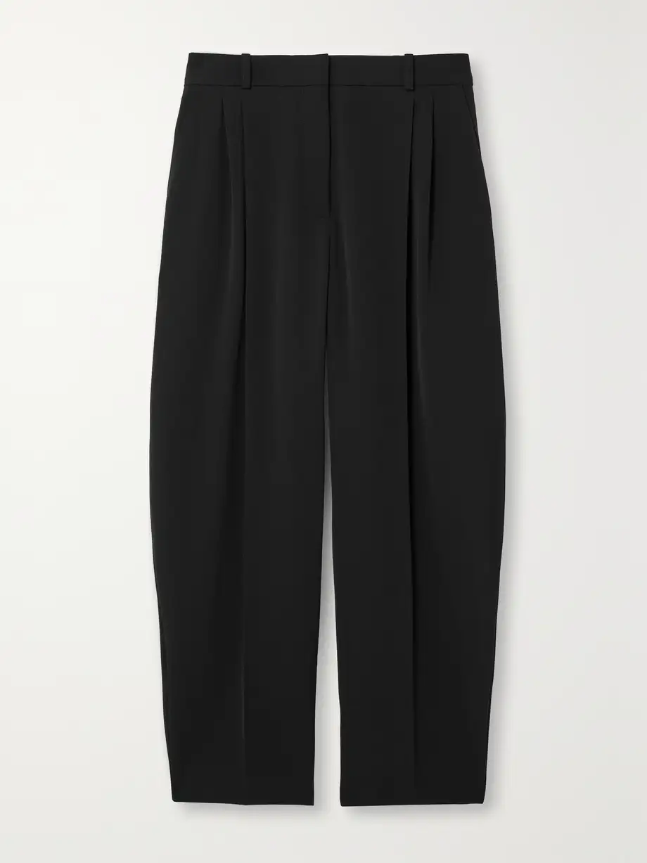 Stella McCartney - Cropped Pleated Wool-blend Tapered Pants - Black Cover