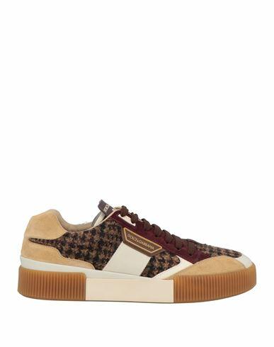 Dolce & gabbana Man Sneakers Camel Calfskin, Synthetic fibers, Wool, Cotton Cover