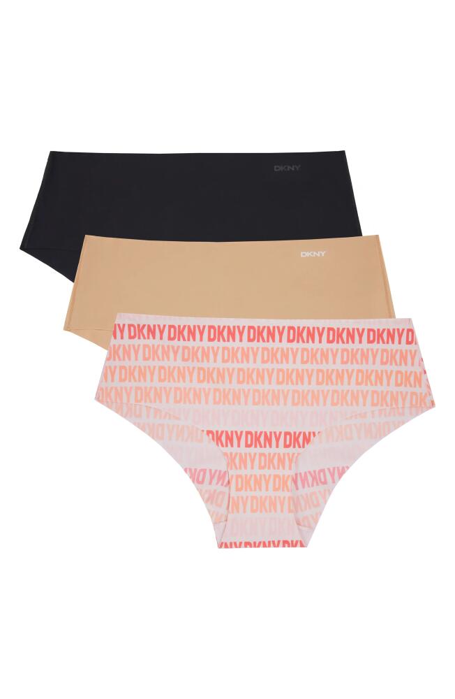 DKNY Cut Anywhere Assorted 3-Pack Hipster Briefs in Black/Glow/Ombre Print Cover