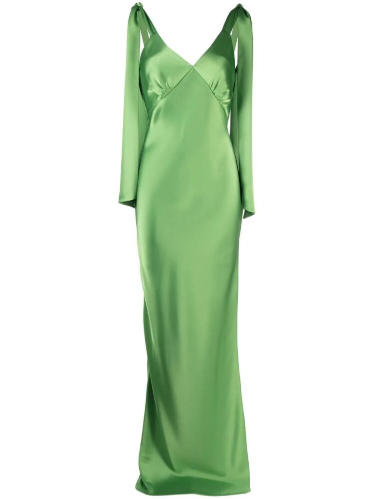 V:PM ATELIER satin-finish drape-detail gown - Green Cover