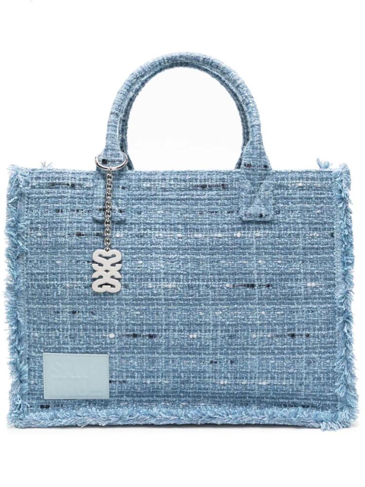 SANDRO Kasbah tweed tote bag - Blue Cover