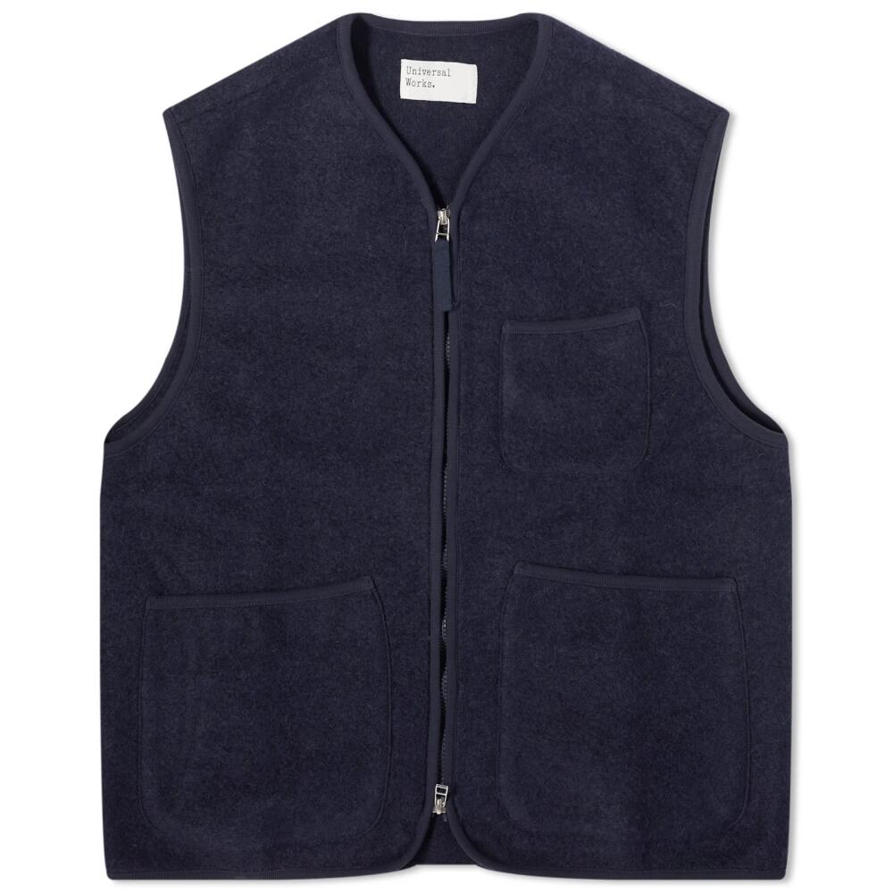 Universal Works Men's Wool Fleece Zip Gilet - END. Exclusive in Navy Cover