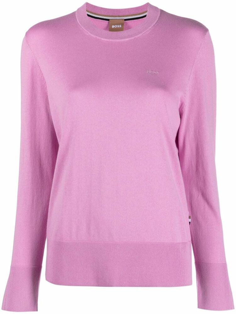 BOSS logo-embroidered cotton-blend jumper - Pink Cover