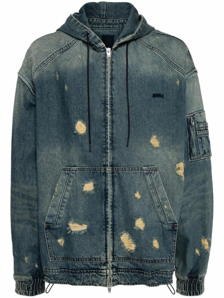 Juun.J distressed denim hooded jacket - Blue Cover