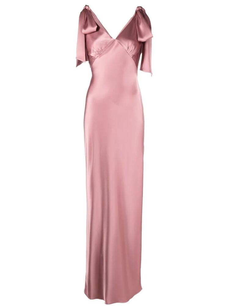 V:PM ATELIER bow-detail V-neck gown - Pink Cover