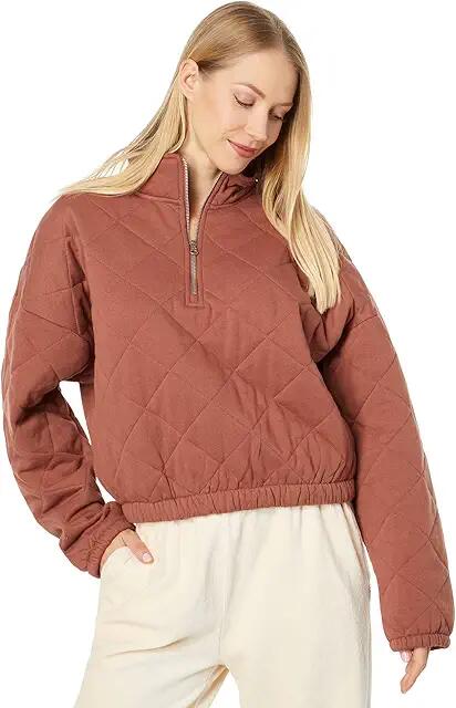 Roxy Bonfire Babe Quilted Sweatshirt (Rustic Brown) Women's Clothing Cover