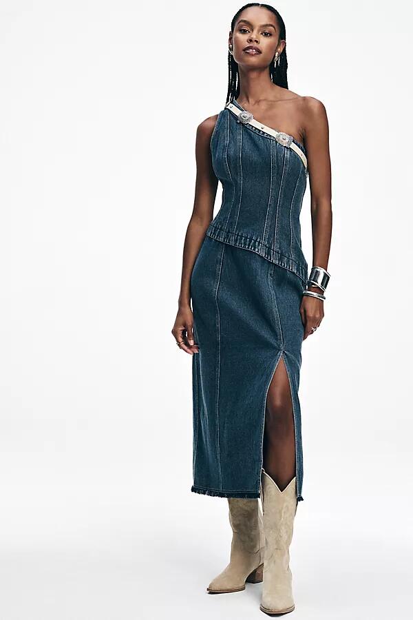 Forever That Girl Camila One-Shoulder Denim Midi Dress Cover