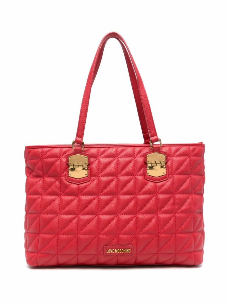 Love Moschino logo-lettering quilted tote bag - Red Cover