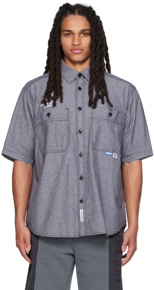 AAPE by A Bathing Ape Gray Embroidered Shirt Cover