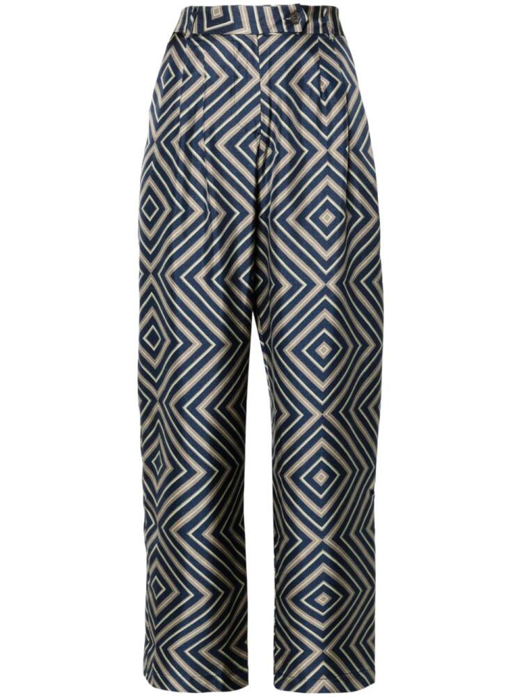 Pierre-Louis Mascia geometric-print trousers - Blue Cover