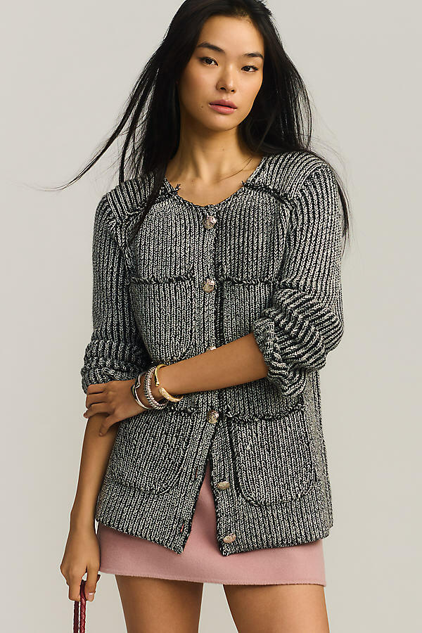 By Anthropologie Patch-Pocket Marled Cardigan Sweater Cover