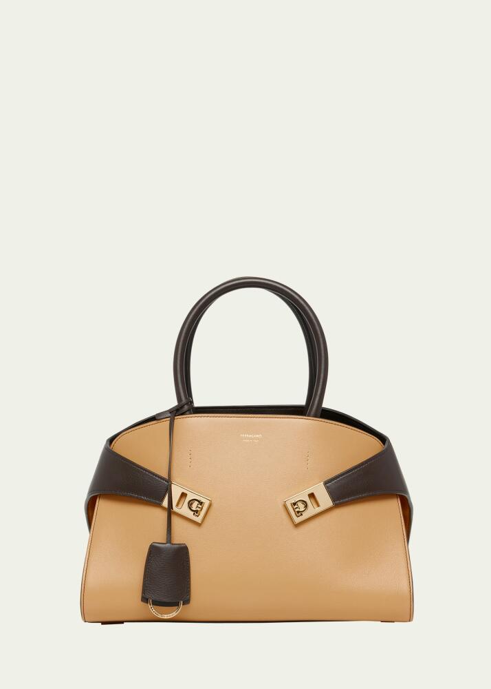 Ferragamo Hug Colorblock Leather Top-Handle Bag Cover