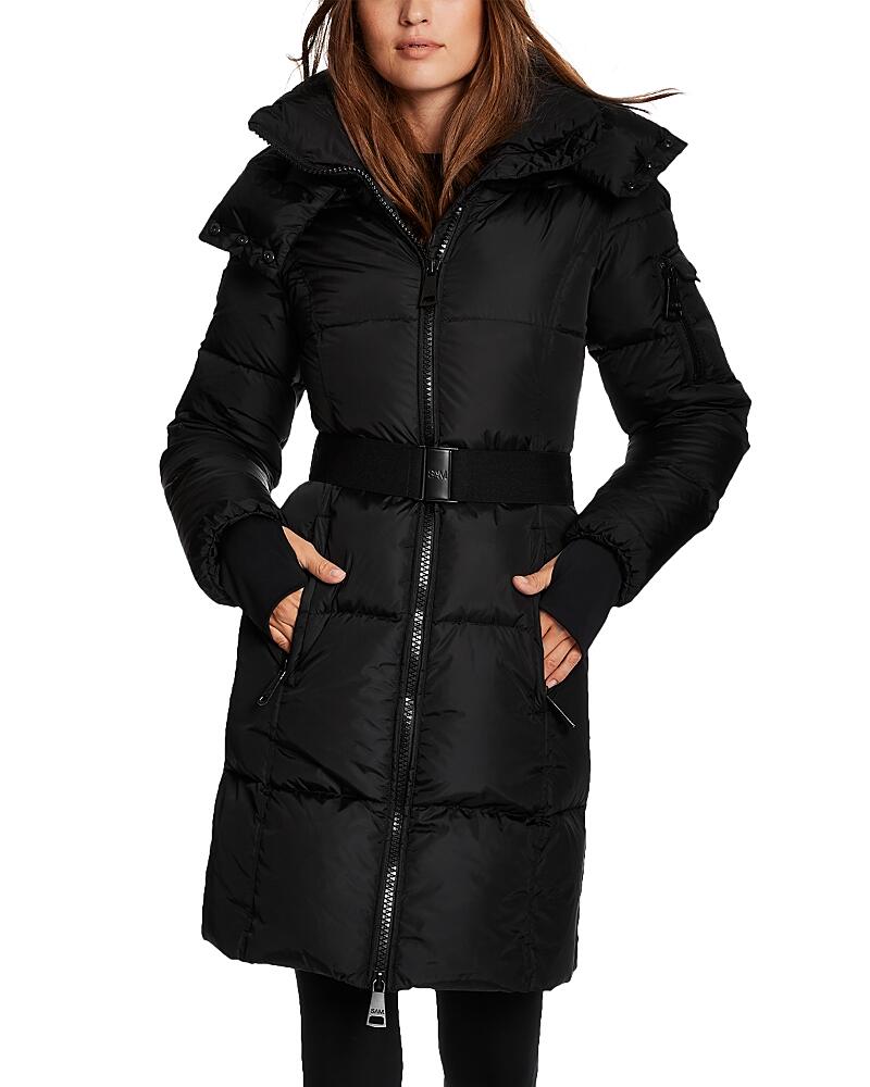 Sam. Noho Belted Hooded Long Puffer Coat Cover