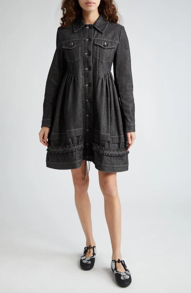 Cecilie Bahnsen Verona Long Sleeve Denim Shirtdress in Black Cover