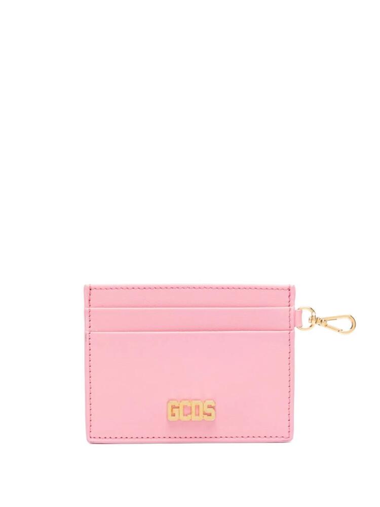 GCDS Comma logo-plaque leather cardholder - Pink Cover