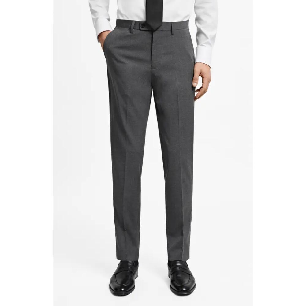 MANGO Slim Fit Dress Pants in Grey Cover