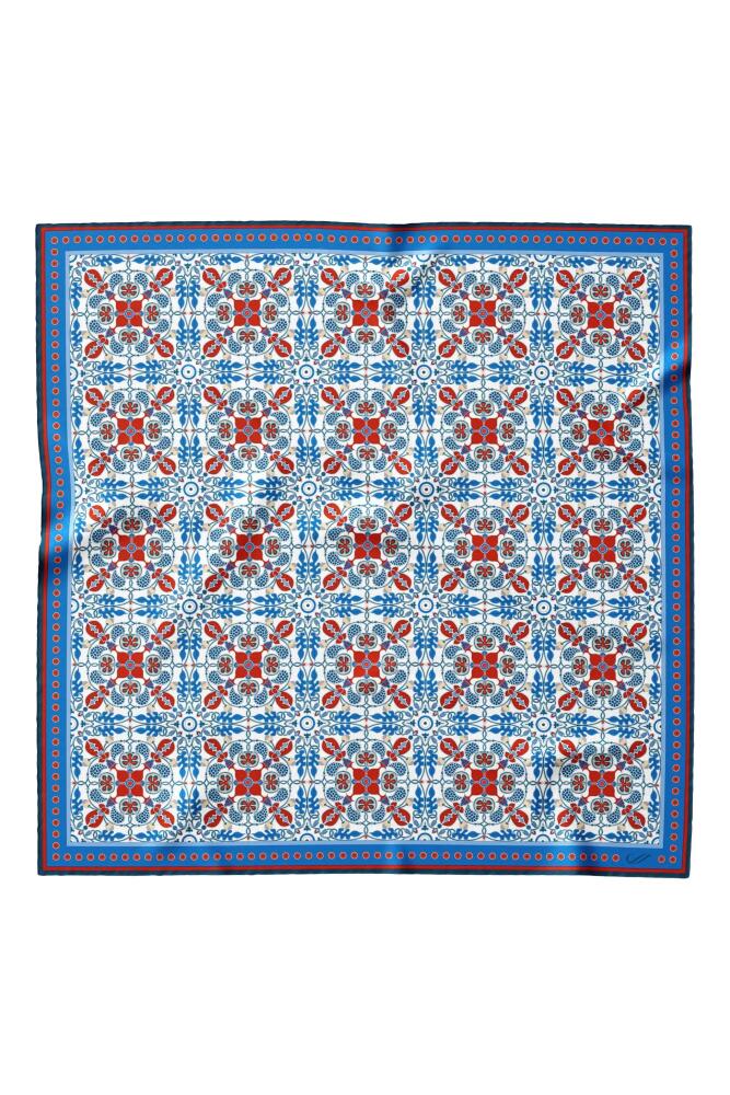 Elizabetta Nebbiolo - Silk Pocket Square for Men in Blue And Red Cover