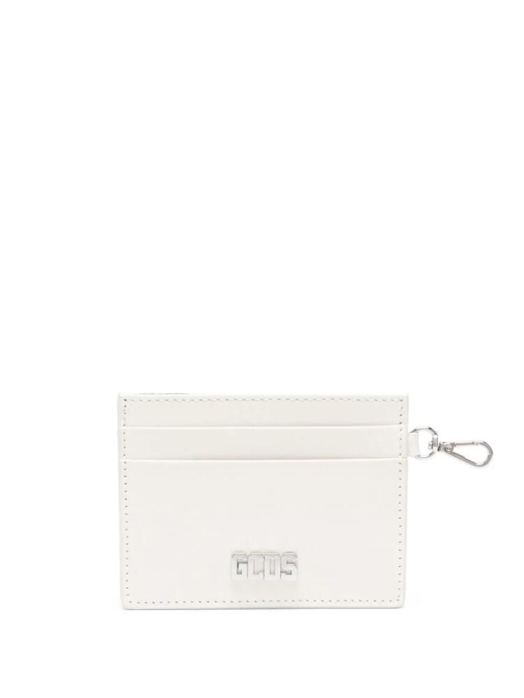 GCDS Comma logo-plaque leather cardholder - White Cover