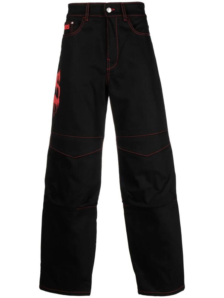 GCDS logo-print straight-leg jeans - Black Cover