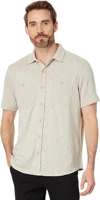 Johnston & Murphy Short Sleeve Double Pocket Knit Shirt (Sand) Men's Short Sleeve Knit Cover