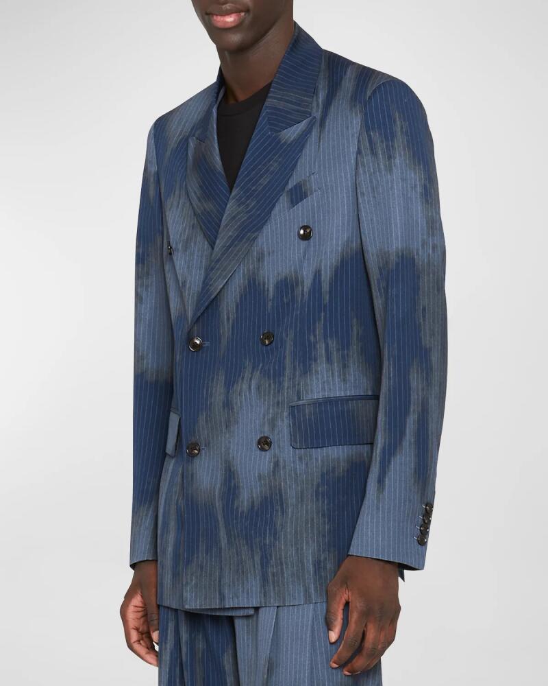 Amiri Men's Relaxed Abstract-Print Pinstripe Blazer Cover