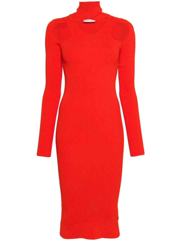 Coperni cut-out ribbed-knit dress - Red Cover