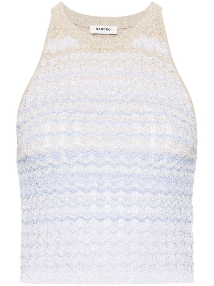 SANDRO Zady chevron-knit tank top - Blue Cover