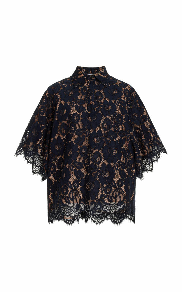 Michael Kors Collection - Cotton-Blend Lace Shirt - Navy Cover