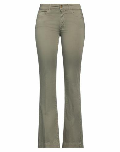 Nenette Woman Pants Military green Cotton, Elastane Cover