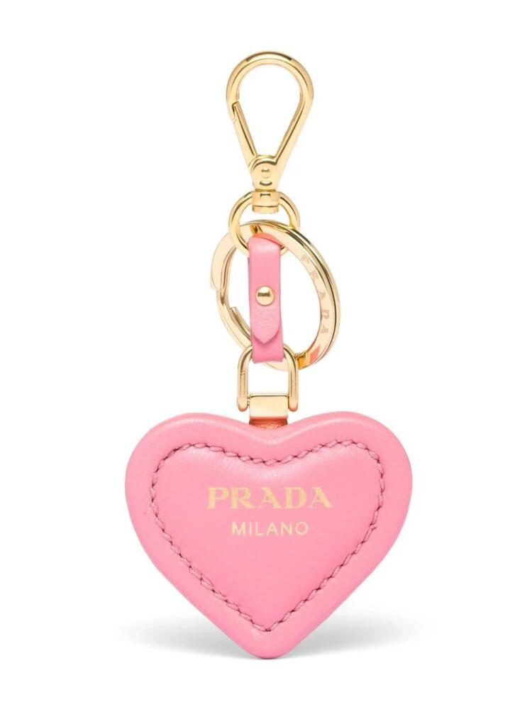 Prada heart-motif leather keyring - Pink Cover