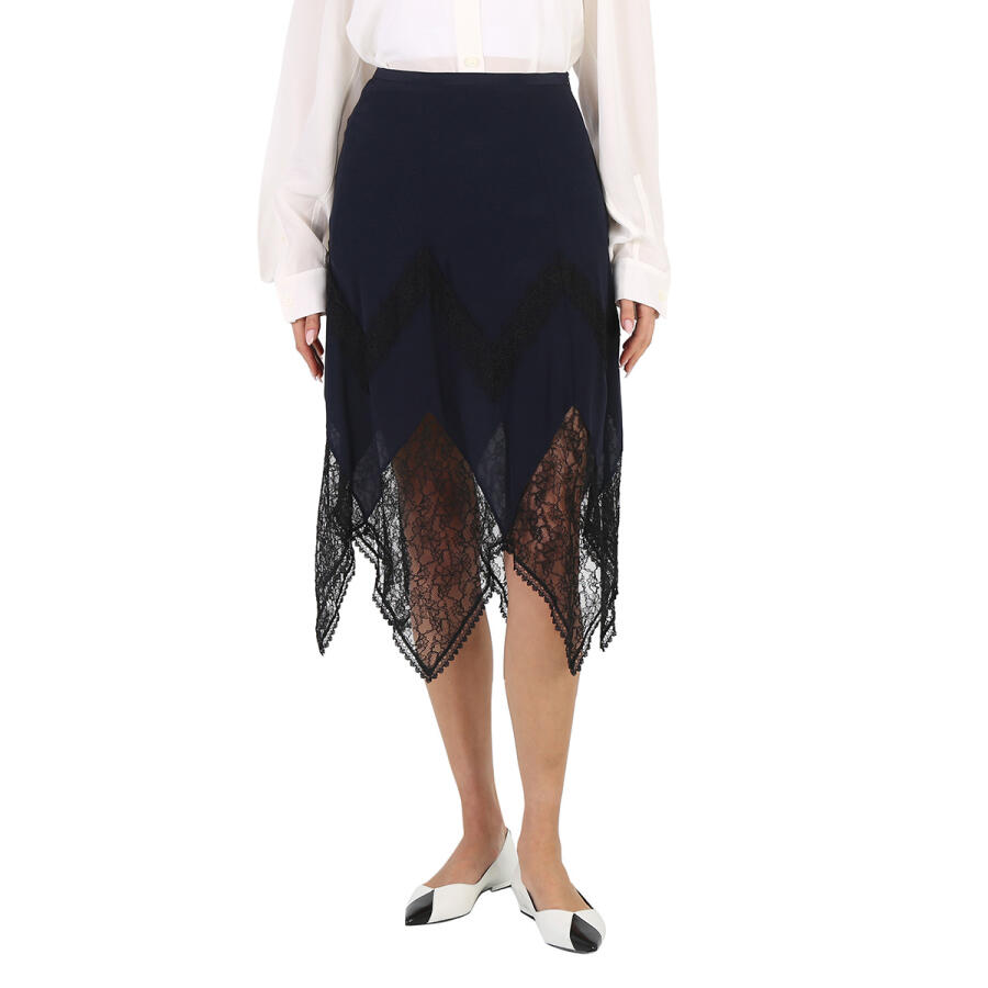 See by Chloe Ladies Blue Midi Lace Skirt Cover