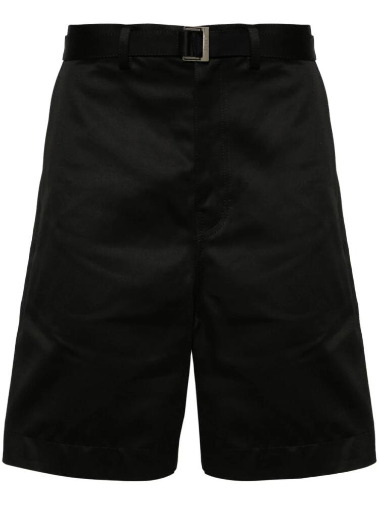 sacai wide-leg cotton chino shorts - Black Cover