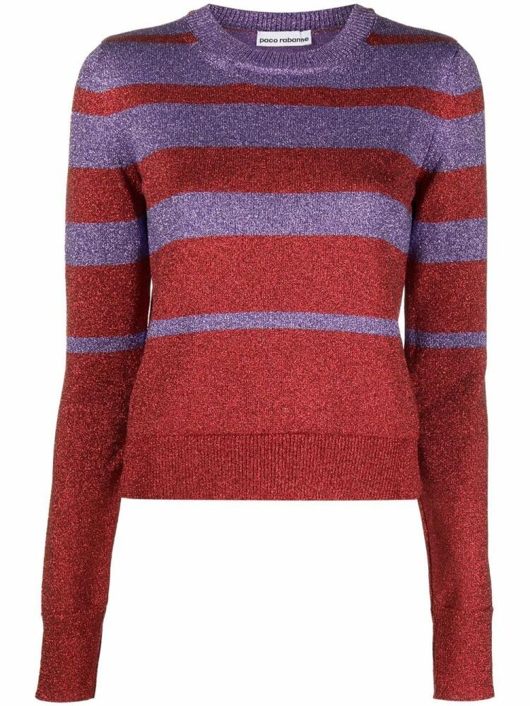 Rabanne striped crew-neck jumper - Purple Cover