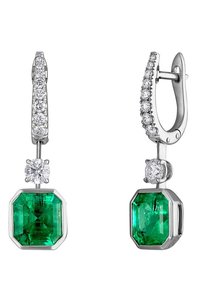 Mindi Mond Diamond & Colombian Emerald Floating Drop Earrings in Platinum/Diamond/Emerald Cover