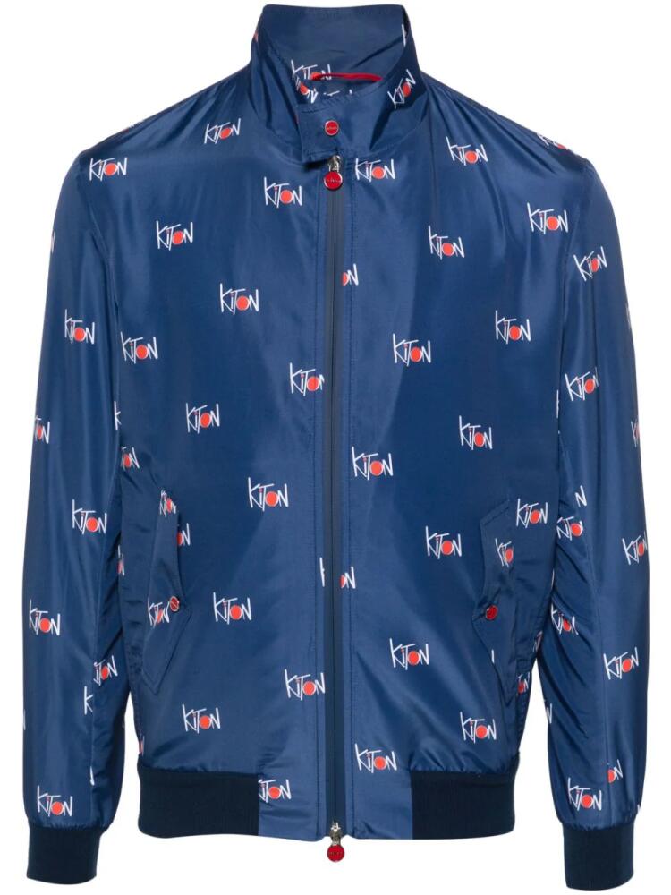 Kiton logo-print lightweight jacket - Blue Cover