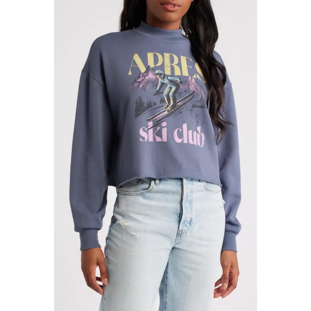 Vinyl Icons Après Ski Crop Graphic Fleece Sweatshirt in Grisaille Cover