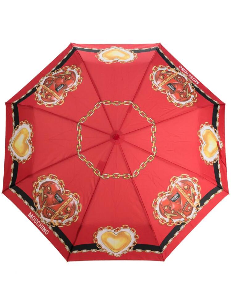 Moschino heart-print umbrella - Red Cover