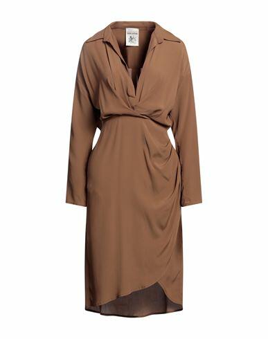 Semicouture Woman Midi dress Brown Acetate, Silk Cover