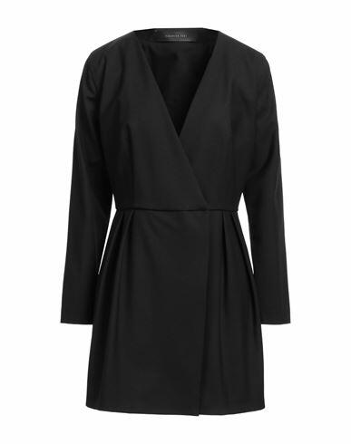 Federica Tosi Woman Mini dress Black Polyester, Virgin Wool, Elastane Cover