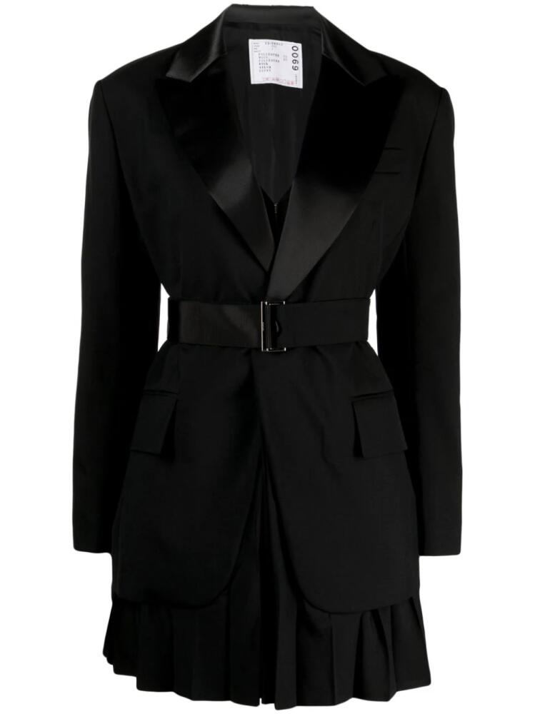 sacai layered belted single-breasted blazer - Black Cover