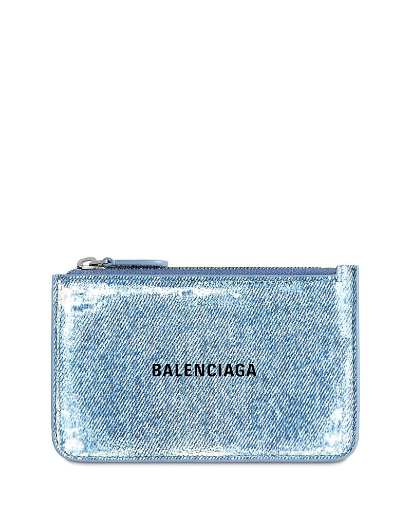 Balenciaga Cash Large Long Coin and Card Holder Denim Print Cover