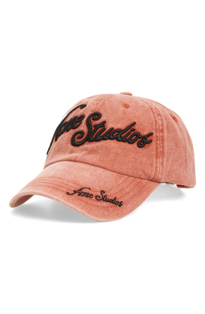 Acne Studios Carliy Tourist Logo Embroidered Cotton Twill Baseball Cap in Brick Red Cover