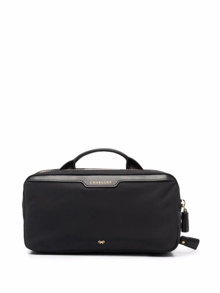 Anya Hindmarch tassel-detail double-zip chargers bag - Black Cover